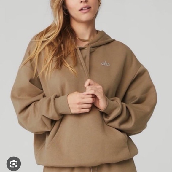 Alo Yoga Accolade Pullover Oversized Hoodie Gravel Sz S 4-6